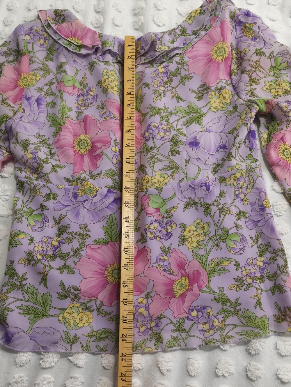 Bob Mackie Studio Floral Ruffle Blouse – Size M - Picture 7 of 9